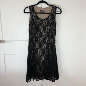 Kenzie Black And Nude Lace Dress - Sz Small
